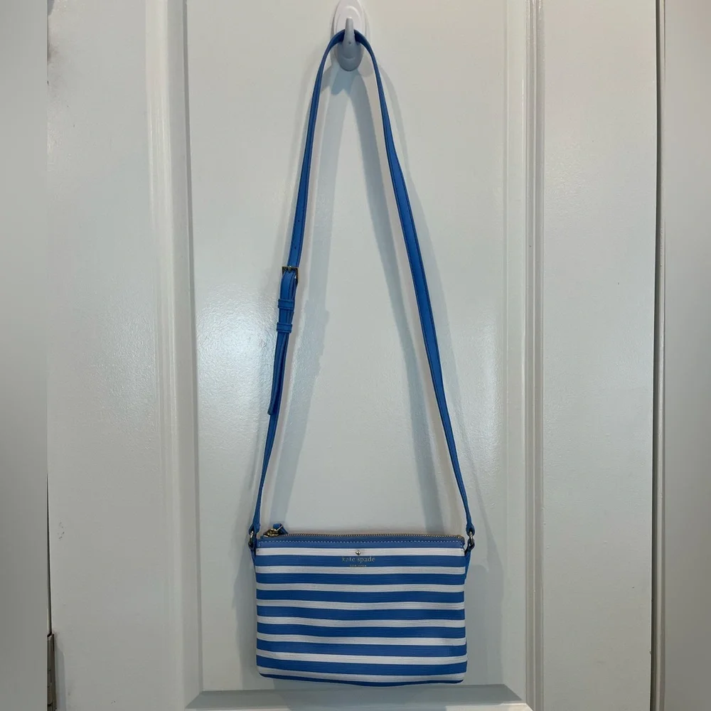 Kate Spade Crossbody Light Blue White Stripes NWOT ♠️